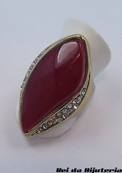 Anel de Pedra com Strass Trabalhado - M1 (Cores Sortidas)