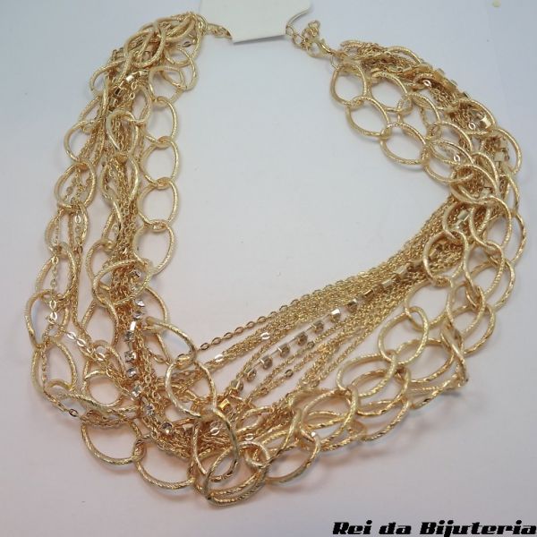 Colar Golden 5 Correntes Luxo