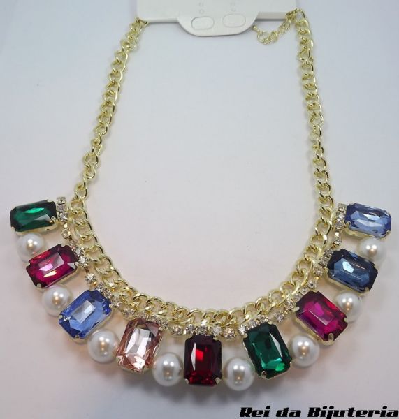 Colar Especial Super Luxo Pedras Crystal - (Cores Sortidas)