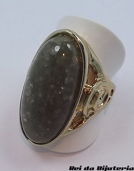 Anel de Pedra Craquelado Oval-